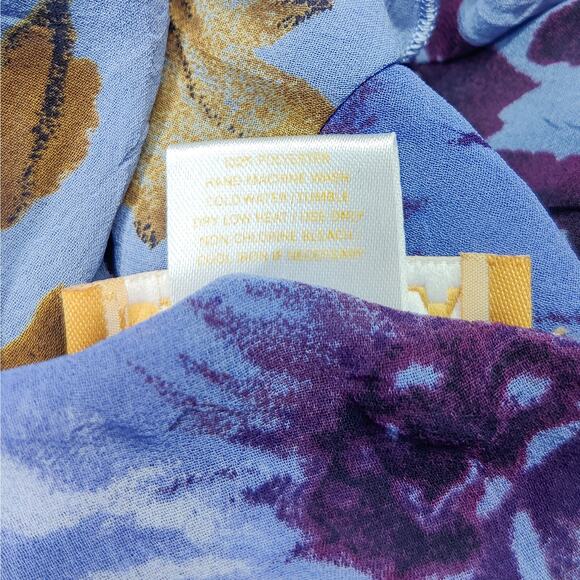 Y2K Sensara Purple Floral Flouncy Flutter Dress Large Forest Fairy Semi Sheer - Picture 8 of 11